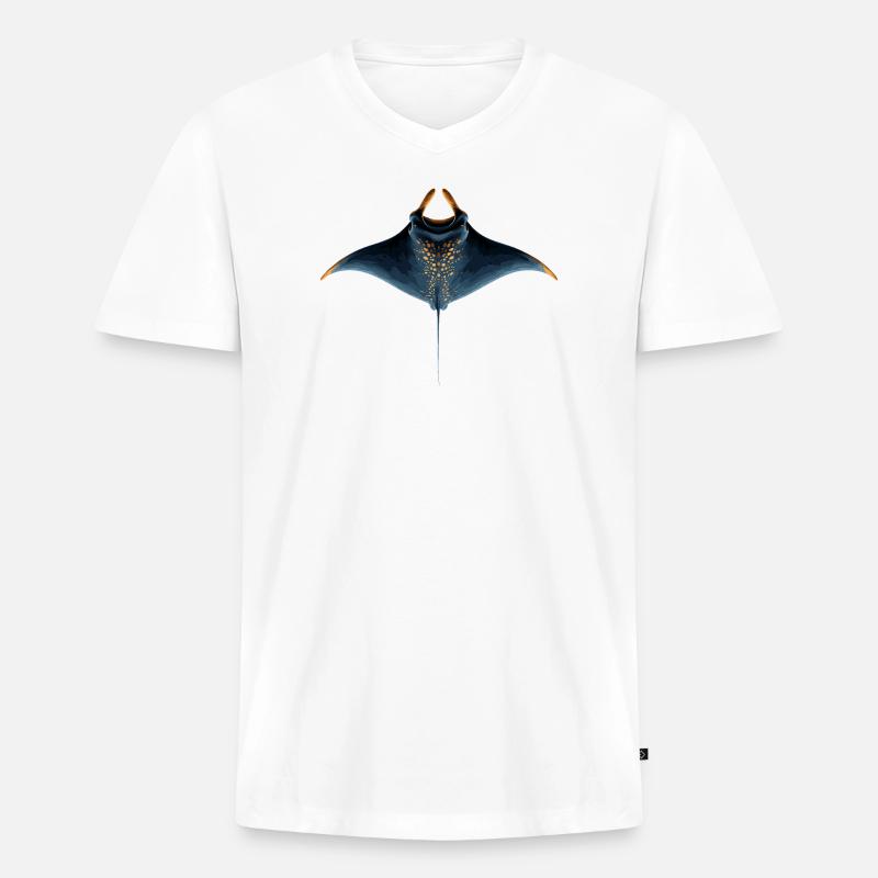 Manta Rochen Teufelsrochen Stachelrochen Taucher - Männer Premium Bio T-Shirt mit V-Ausschnitt - Weiß