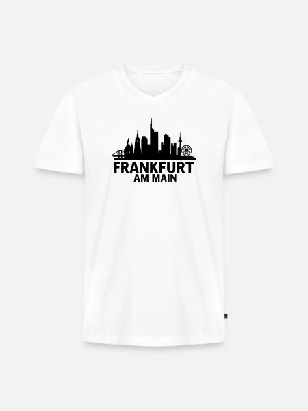 Francfort-sur-le-Main Silhouette - T-shirt encolure en V Premium bio Homme - blanc