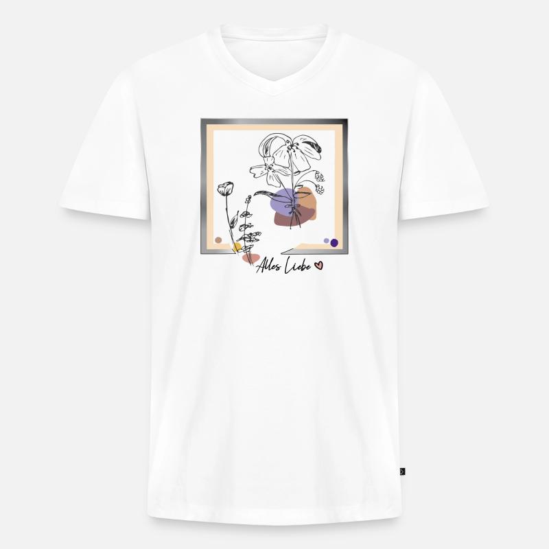 Bilderrahmen mit Blumen - Männer Premium Bio T-Shirt mit V-Ausschnitt - Weiß