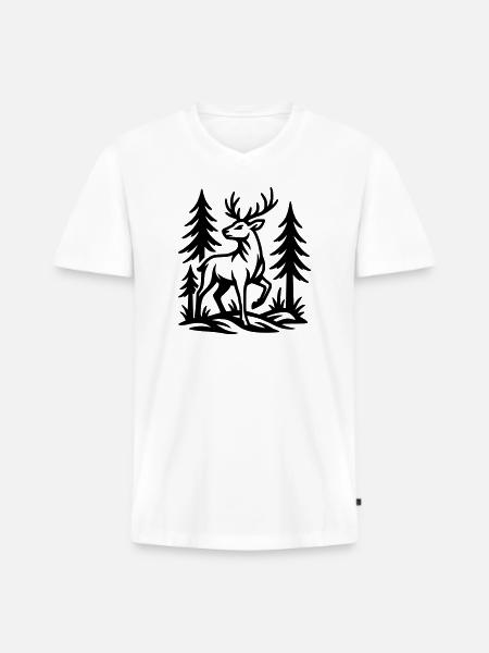 chevreuil - T-shirt encolure en V Premium bio Homme - blanc