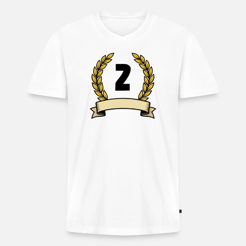 Lorbeerkranz Emblem Banner 2 - Männer Premium Bio T-Shirt mit V-Ausschnitt - Weiß