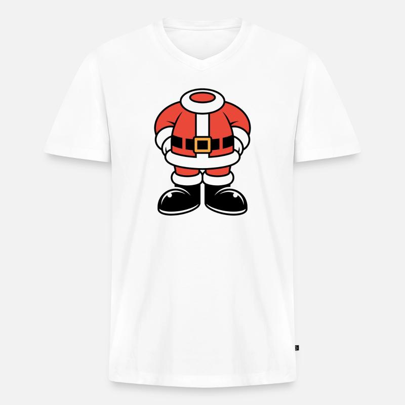 Große Santa Silhouette in Rot - Männer Premium Bio T-Shirt mit V-Ausschnitt - Weiß