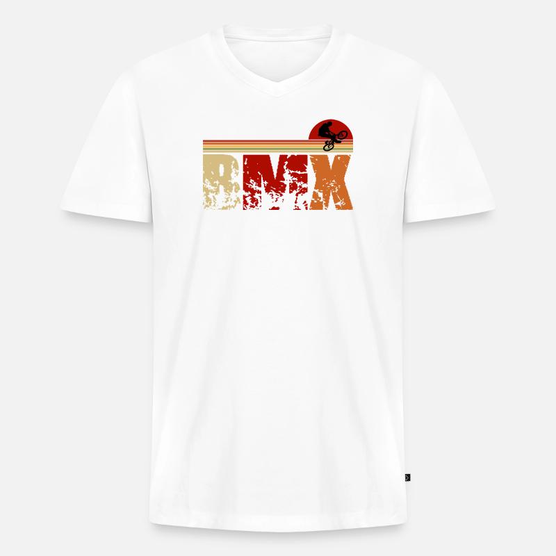 Retro BMX Design – Klassisch & Stylisch - Männer Premium Bio T-Shirt mit V-Ausschnitt - Weiß