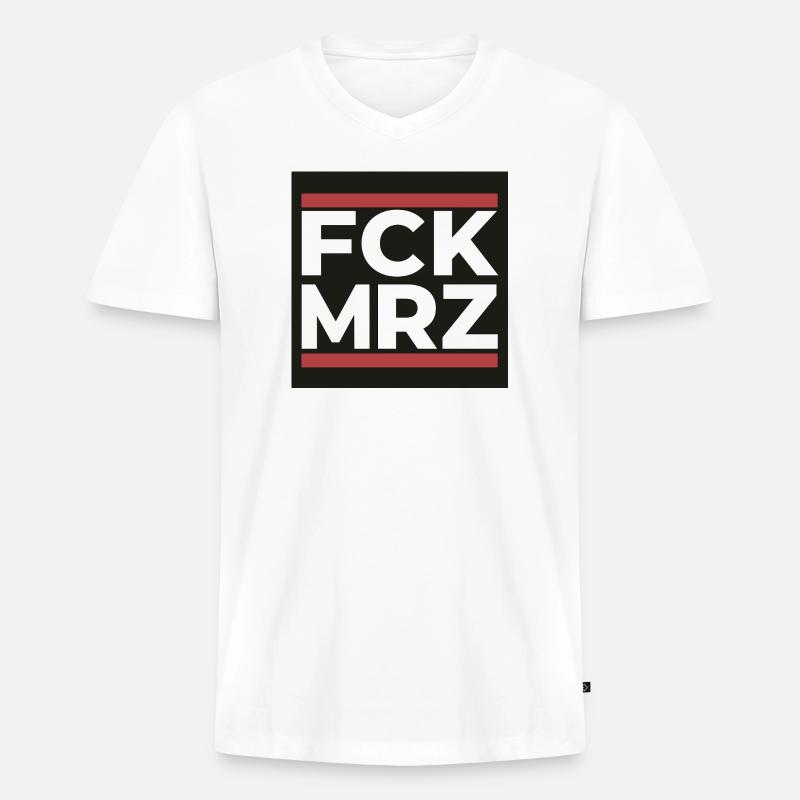 FCK MRZ – Antifaschistisches Statement Shi - Männer Premium Bio T-Shirt mit V-Ausschnitt - Weiß