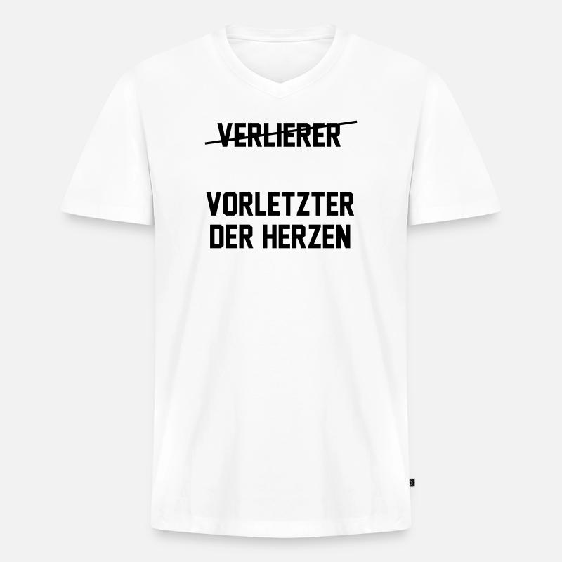 Vorletzter der Herzen - Männer Premium Bio T-Shirt mit V-Ausschnitt - Weiß