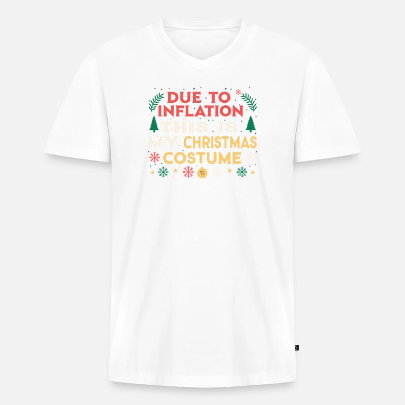 Wegen der Inflation mein Weihnachtskostüm - Männer Premium Bio T-Shirt mit V-Ausschnitt - Weiß