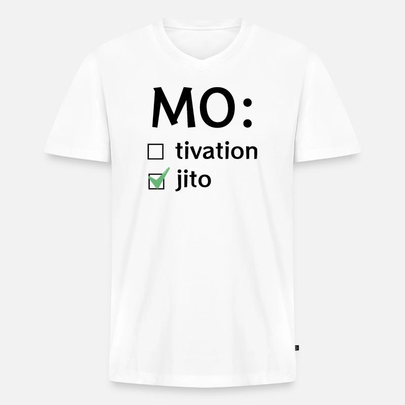 Motivation oder Mojito - Männer Premium Bio T-Shirt mit V-Ausschnitt - Weiß