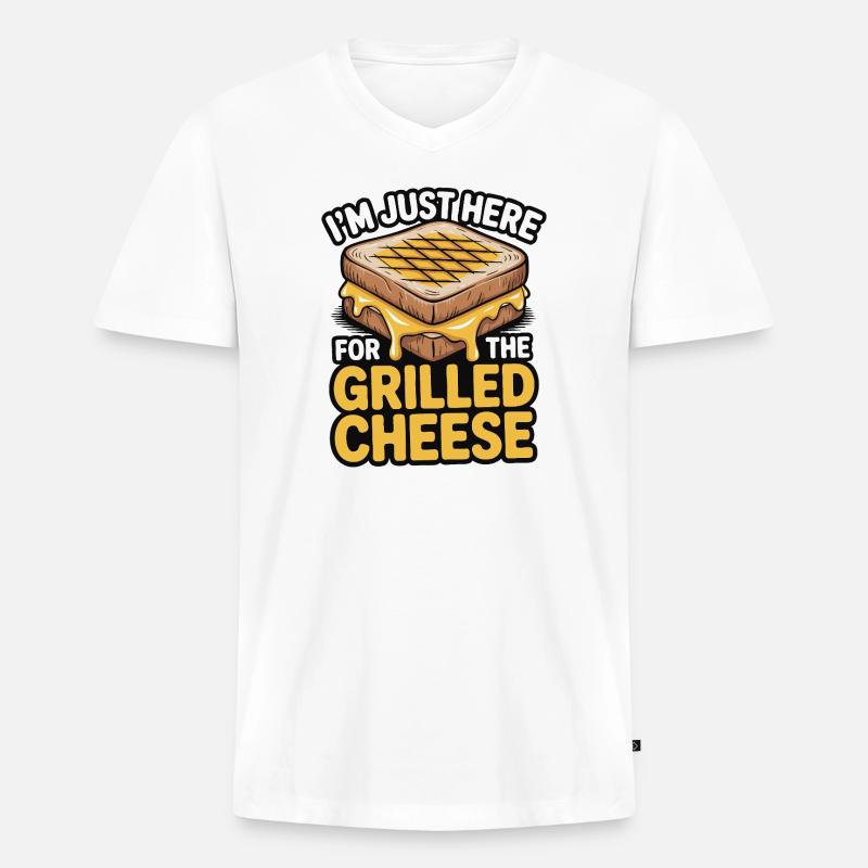 Grilled Cheese Lover - I’m Just Here - Männer Premium Bio T-Shirt mit V-Ausschnitt - Weiß