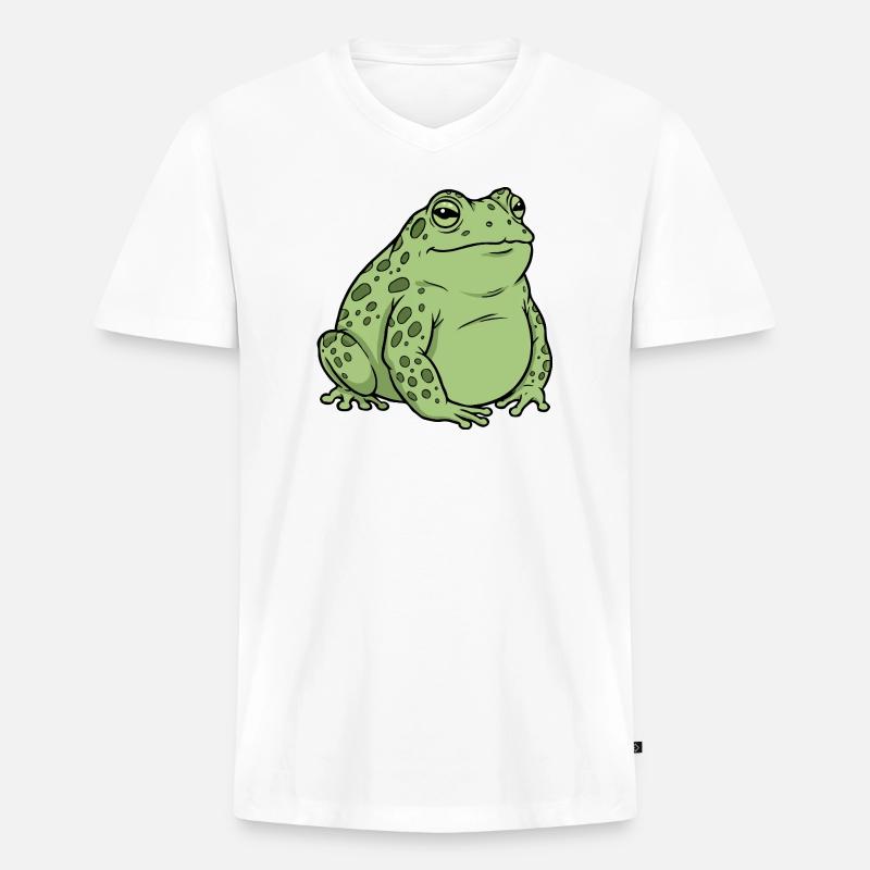 Fat toad - Men's Premium Organic T-shirt with V-neck - white