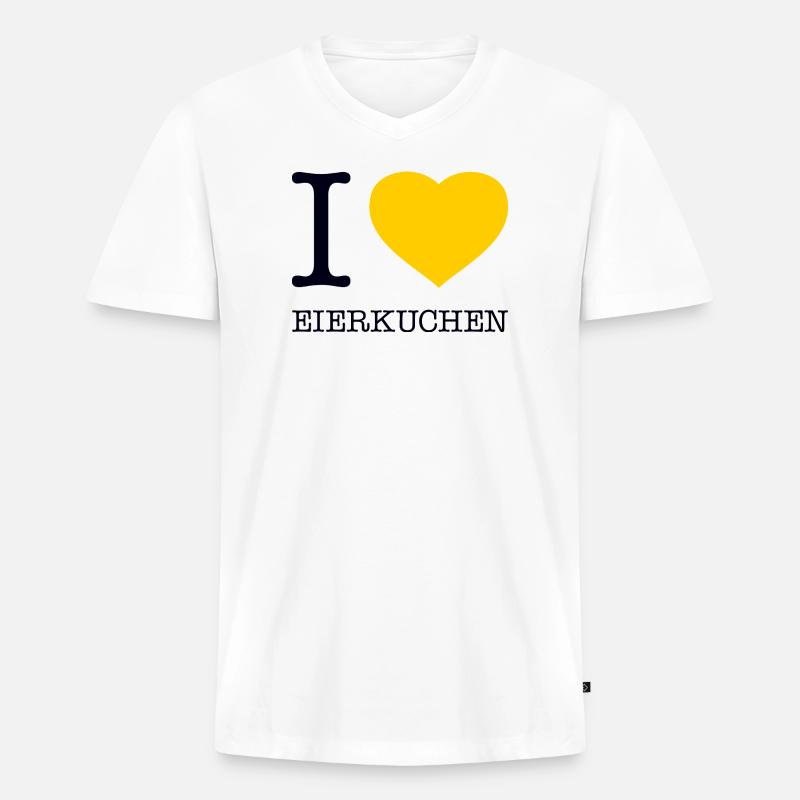 I love Eierkuchen - Männer Premium Bio T-Shirt mit V-Ausschnitt - Weiß