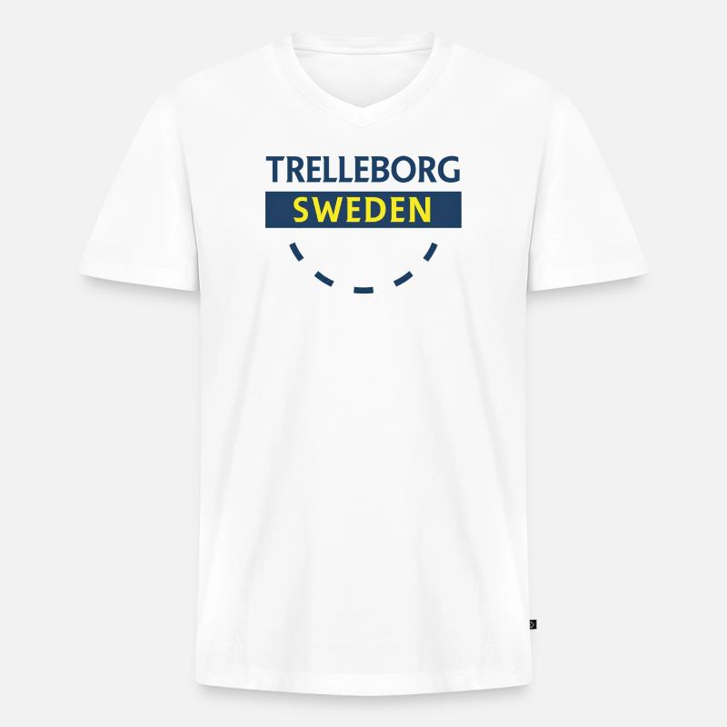 Trelleborg Schweden Logo Bogen - Männer Premium Bio T-Shirt mit V-Ausschnitt - Weiß