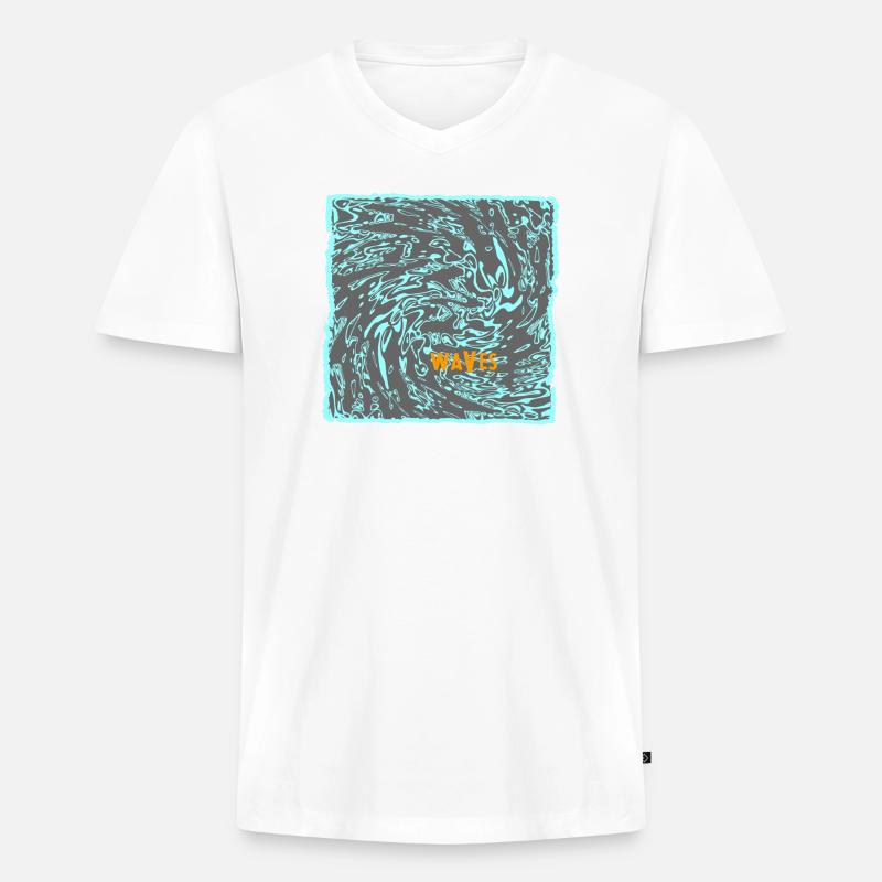 Wave flow neon pattern surf - Men's Premium Organic T-shirt with V-neck - white