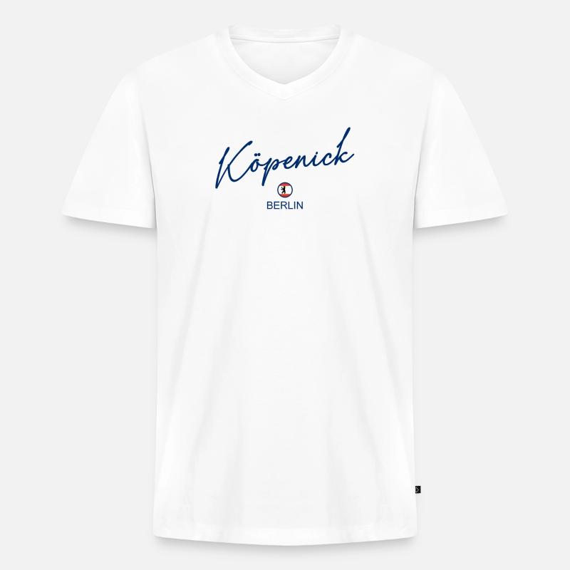 Köpenick - Berlin Flagge - Berliner Bär - Männer Premium Bio T-Shirt mit V-Ausschnitt - Weiß