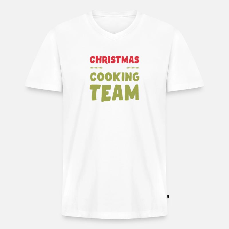 Weihnachts Kochen Backen Team - Männer Premium Bio T-Shirt mit V-Ausschnitt - Weiß