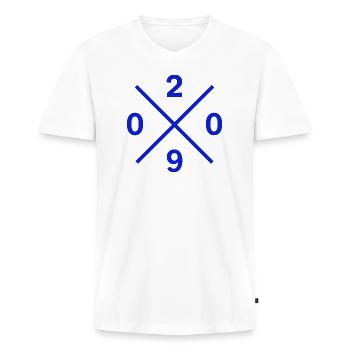 Vorwahl 0209 Gelsenkirchen Ruhrpott Merch - Männer Premium Bio T-Shirt mit V-Ausschnitt - Weiß - Vorne - Nico (187cm)