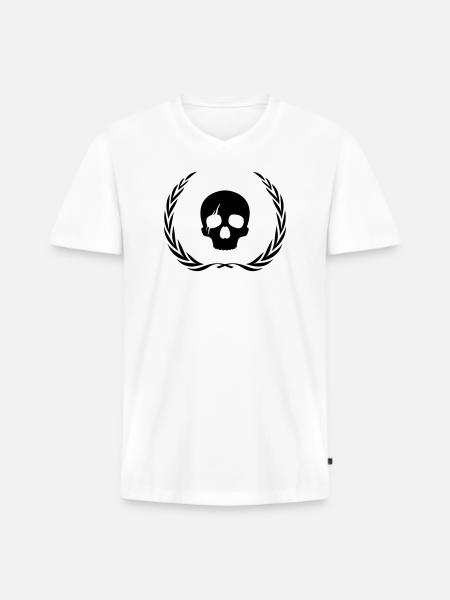 Skeleton Skull Wreath - Men's Premium Organic T-shirt with V-neck - white