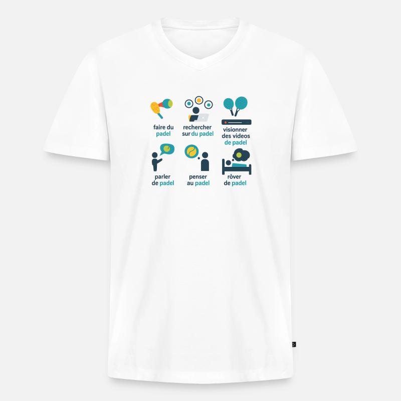 Verspieltes grafisches Padel - Männer Premium Bio T-Shirt mit V-Ausschnitt - Weiß