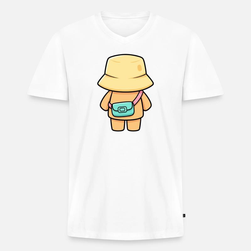 Hutträumer mit Tasche - Männer Premium Bio T-Shirt mit V-Ausschnitt - Weiß