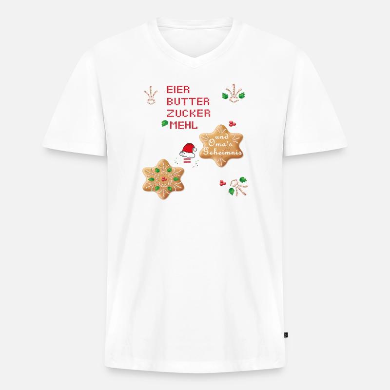 Weihnachtsplätzchen - Männer Premium Bio T-Shirt mit V-Ausschnitt - Weiß