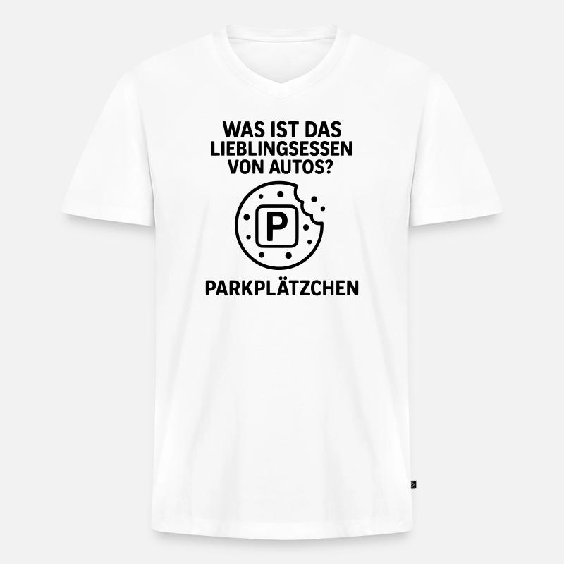 parkplätzchen witz autofahrer kekse - Männer Premium Bio T-Shirt mit V-Ausschnitt - Weiß