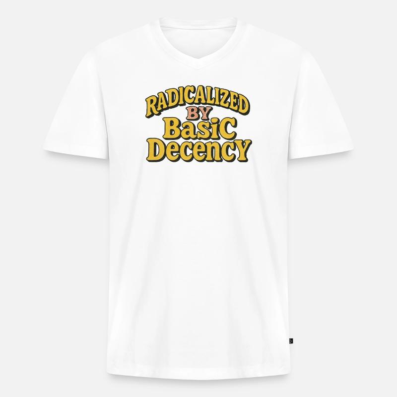 Radicalized by Basic Decency - Men's Premium Organic T-shirt with V-neck - white