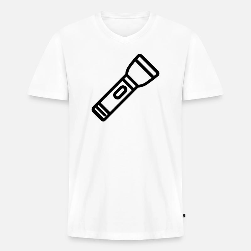 Taschenlampe - Männer Premium Bio T-Shirt mit V-Ausschnitt - Weiß