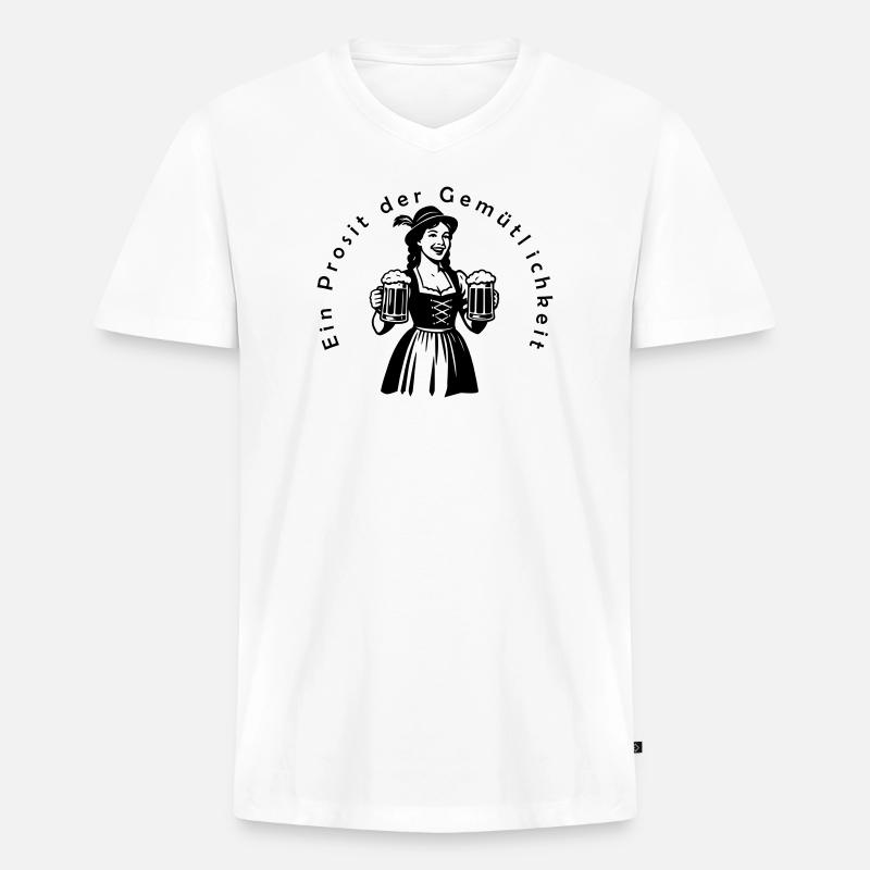 Ein Prosit der Gemütlichkeit - Männer Premium Bio T-Shirt mit V-Ausschnitt - Weiß