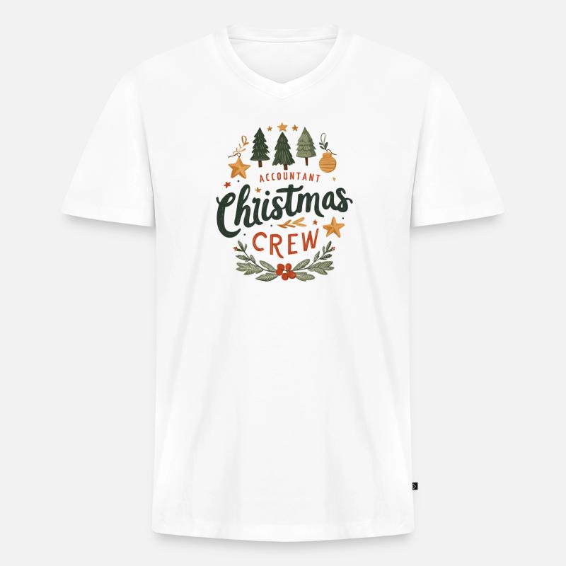 Buchhalter Weihnachtsmannschaft Tee - Männer Premium Bio T-Shirt mit V-Ausschnitt - Weiß