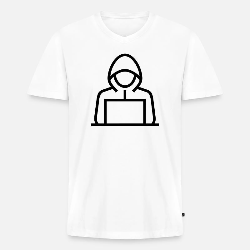 Hacker - Männer Premium Bio T-Shirt mit V-Ausschnitt - Weiß
