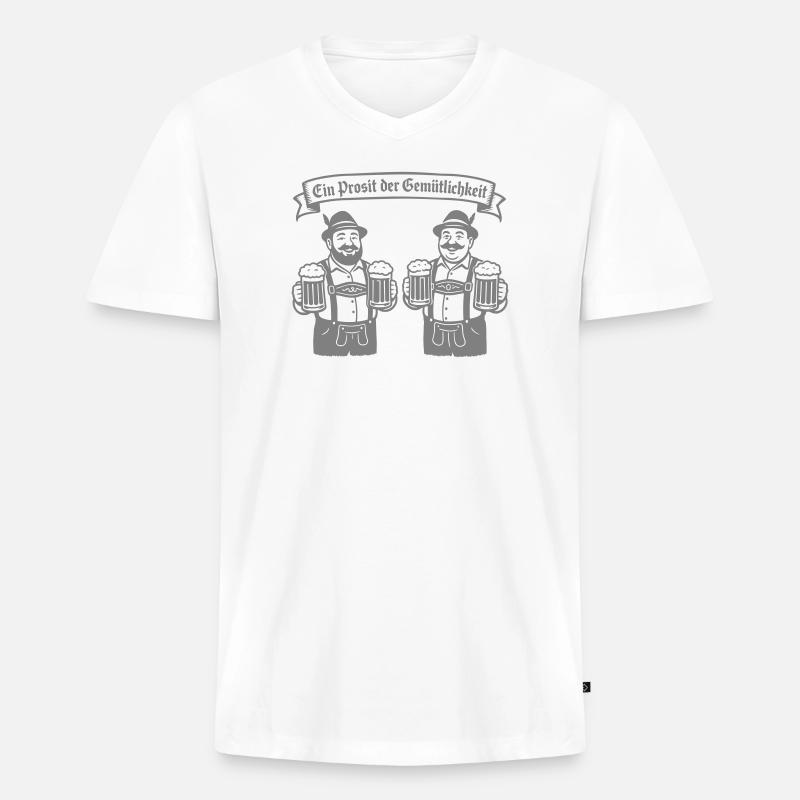 Bier männer - Ein Prosit der Gemütlichkeit - Männer Premium Bio T-Shirt mit V-Ausschnitt - Weiß