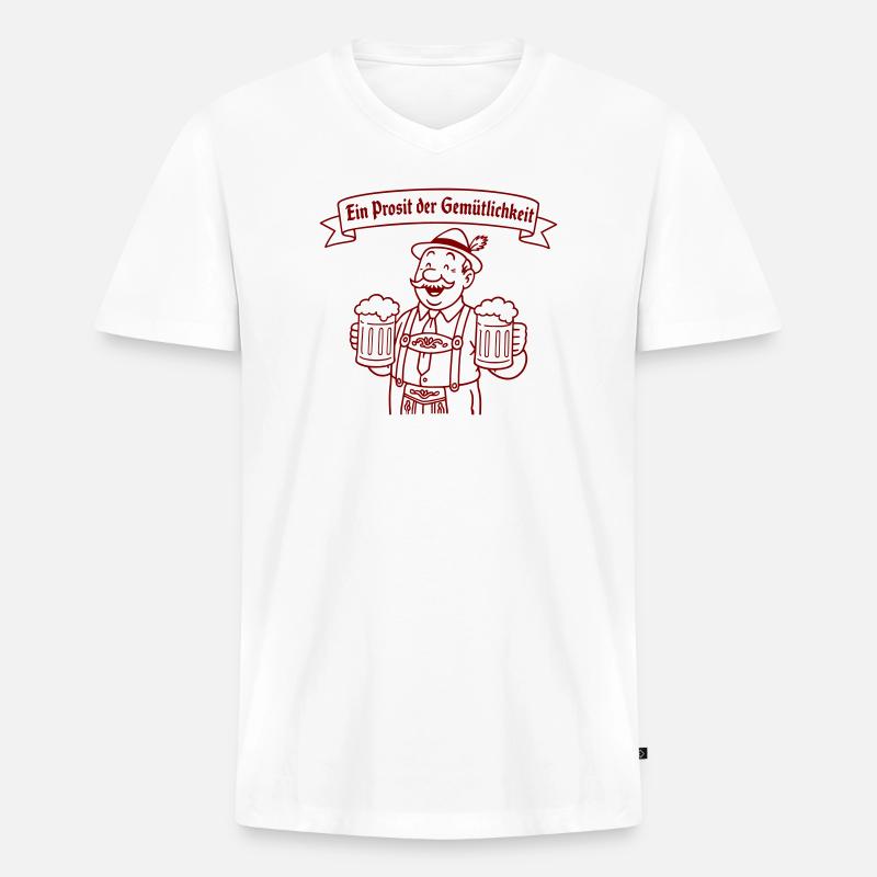 Herr Bier - Ein Prosit der Gemütlichkeit - Männer Premium Bio T-Shirt mit V-Ausschnitt - Weiß