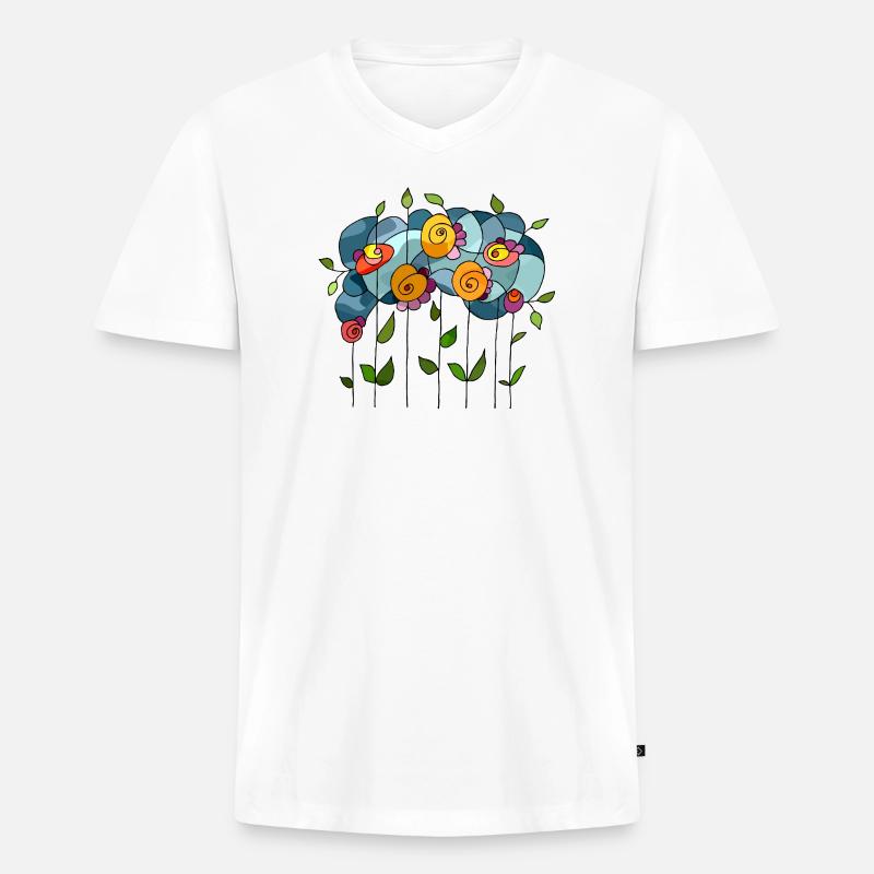 Blumen - Männer Premium Bio T-Shirt mit V-Ausschnitt - Weiß