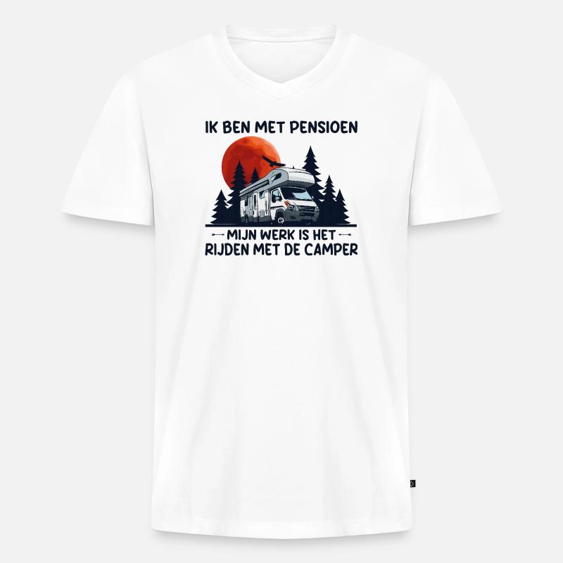 Ich bin ein pensionierter Camper. - Männer Premium Bio T-Shirt mit V-Ausschnitt - Weiß