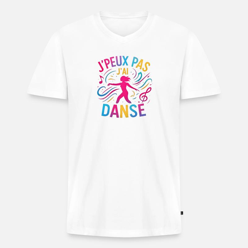 I Can't I Danced — Buntes Glitzern - Männer Premium Bio T-Shirt mit V-Ausschnitt - Weiß