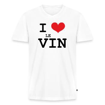 I love wine / Alcohol - Men's Premium Organic T-shirt with V-neck - white - Front - Nico (187cm)