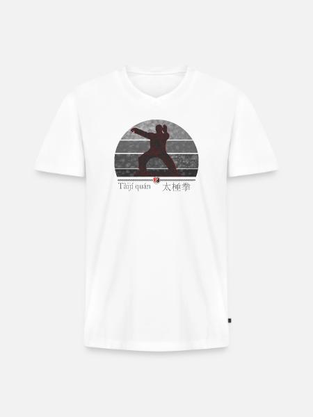 Taiji Kraft - Trainings Outfit Geschenk - Männer Premium Bio T-Shirt mit V-Ausschnitt - Weiß