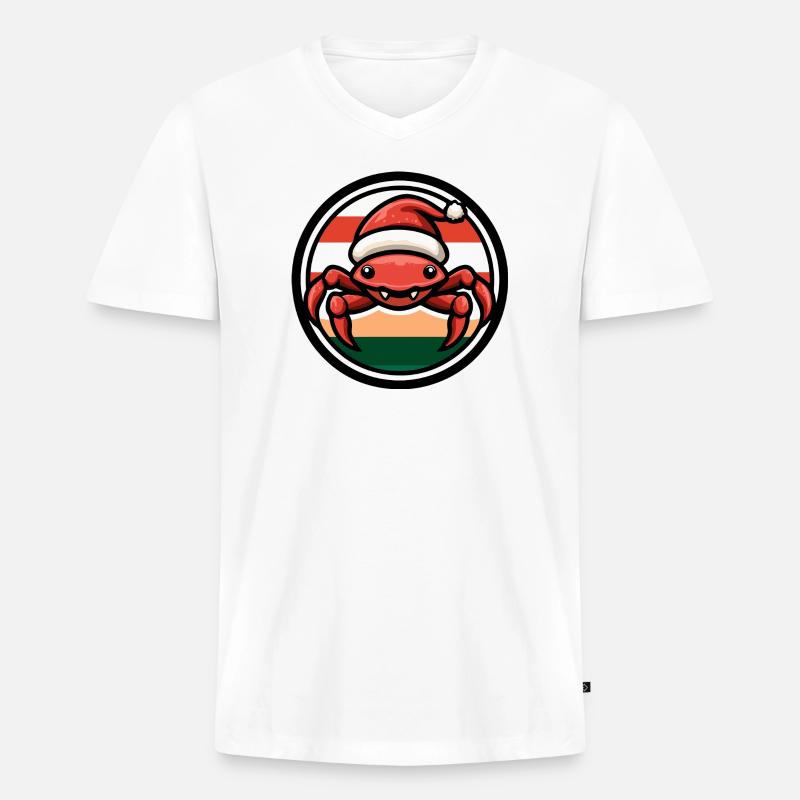 Weihnachtskrabbe im Feststil - Männer Premium Bio T-Shirt mit V-Ausschnitt - Weiß
