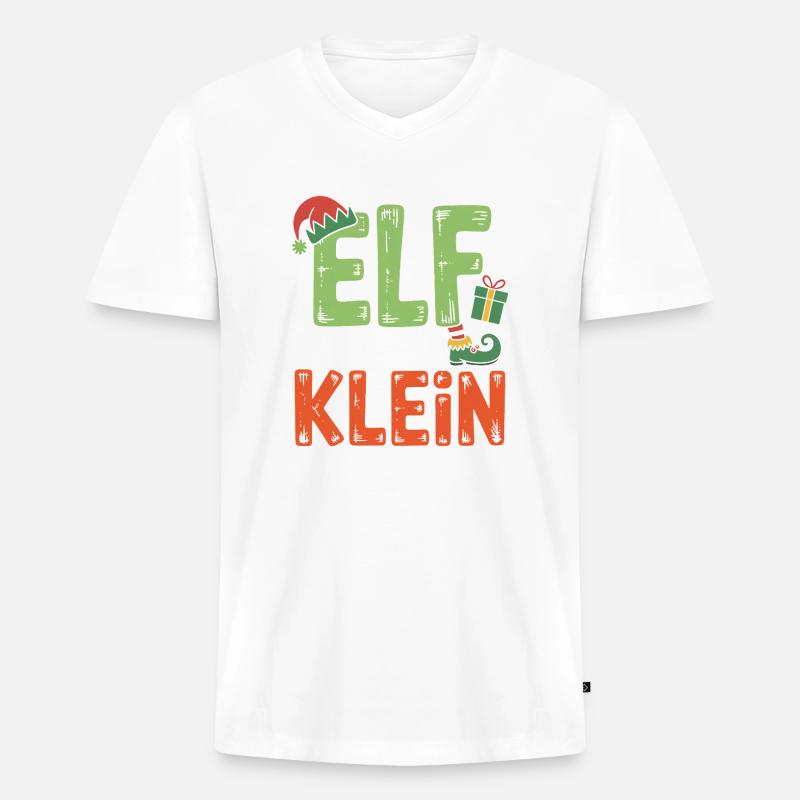 Ich bin kein Elf – nur klein - Männer Premium Bio T-Shirt mit V-Ausschnitt - Weiß