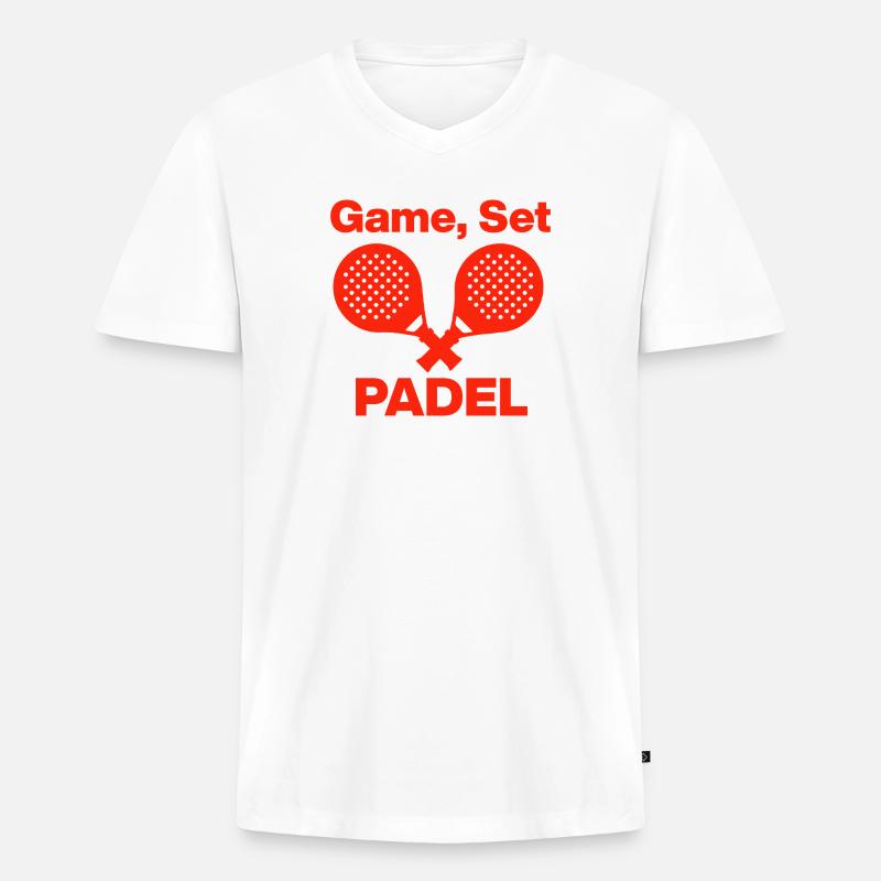Game, Set, PADEL – Let’s Smash! - Männer Premium Bio T-Shirt mit V-Ausschnitt - Weiß