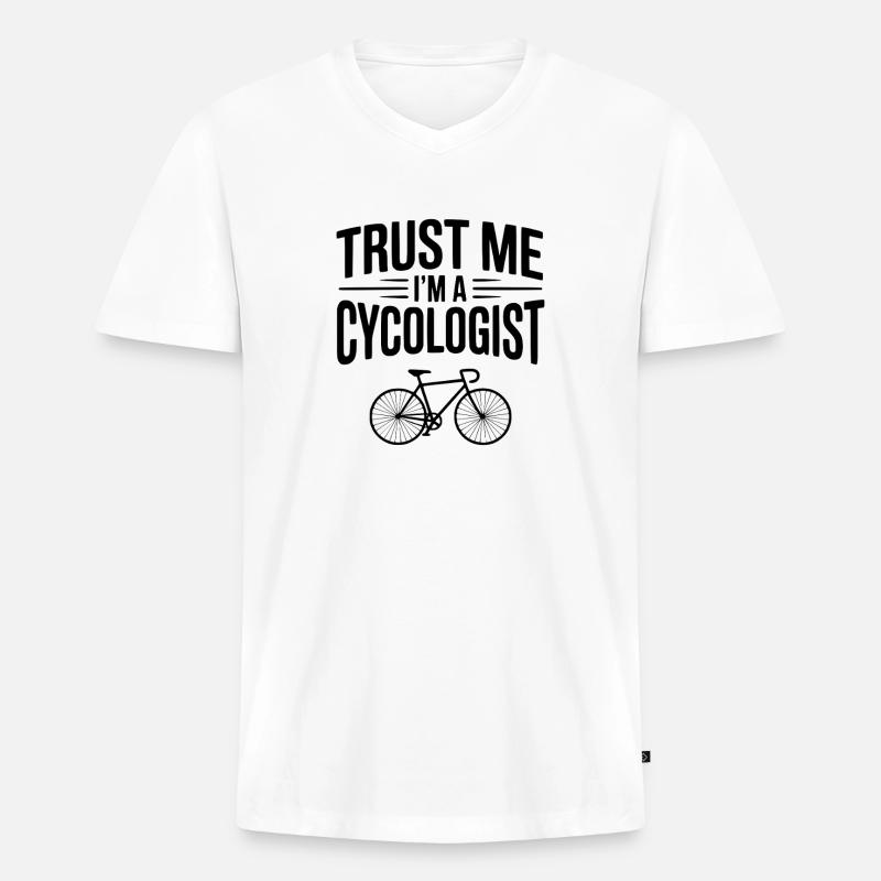 Glaub mir, ich bin Zykologe - Männer Premium Bio T-Shirt mit V-Ausschnitt - Weiß