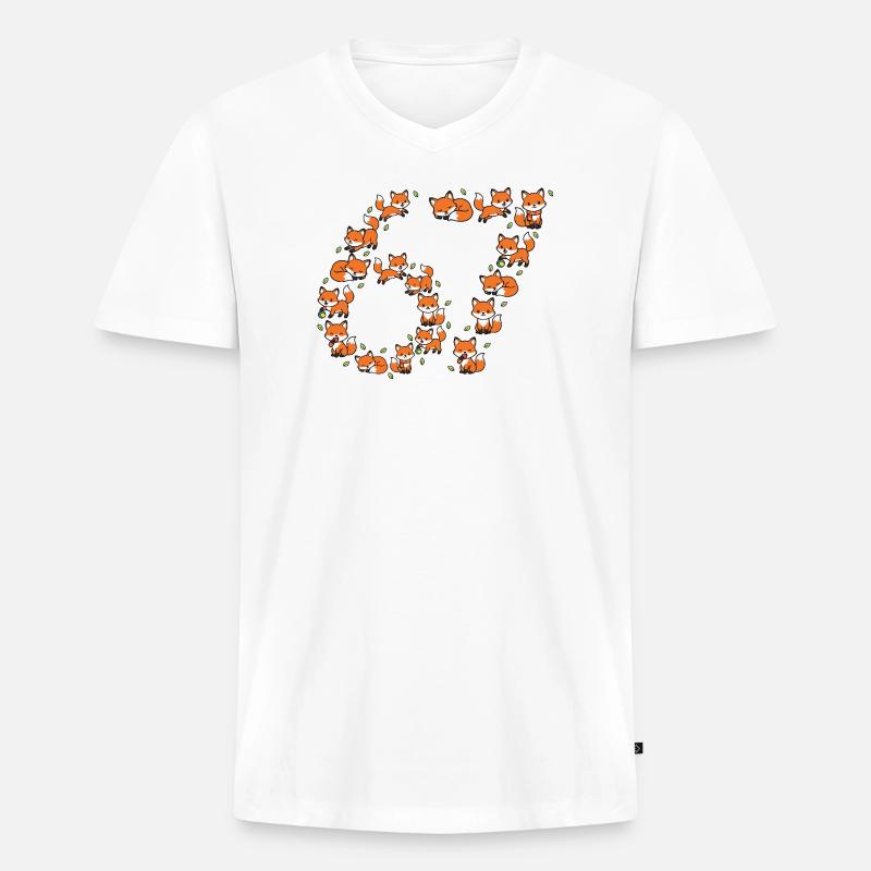 Fox Ring Pattern 67 Meme - Männer Premium Bio T-Shirt mit V-Ausschnitt - Weiß