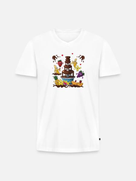 Chocolate Fountain Fruit Friends Design - Men's Premium Organic T-shirt with V-neck - white