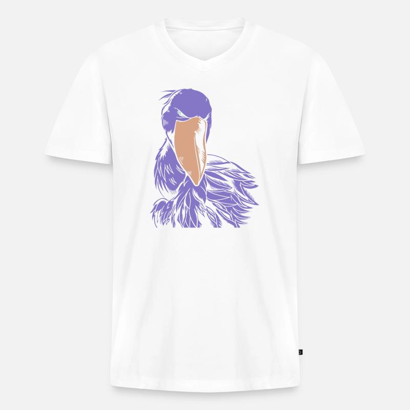 Schuhschnabel Vogel Shoebill - Männer Premium Bio T-Shirt mit V-Ausschnitt - Weiß