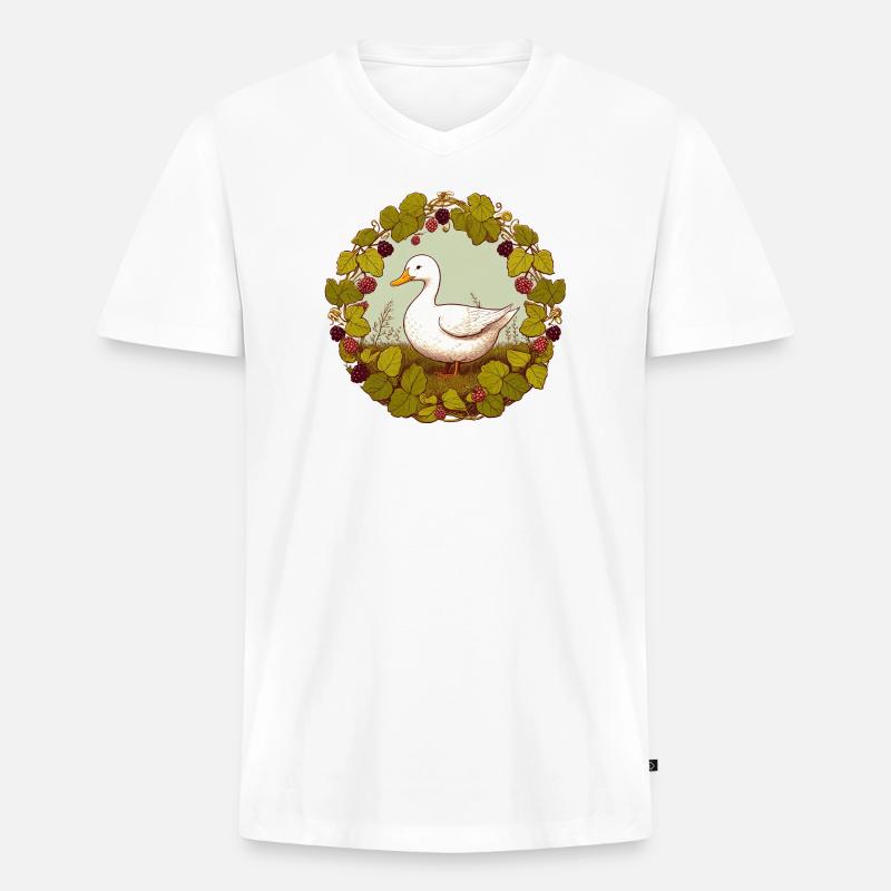 Duck Grapevine Circle - Männer Premium Bio T-Shirt mit V-Ausschnitt - Weiß