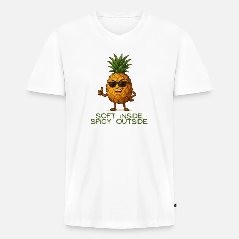 Ananas mit Stil Soft Inside - Männer Premium Bio T-Shirt mit V-Ausschnitt - Weiß