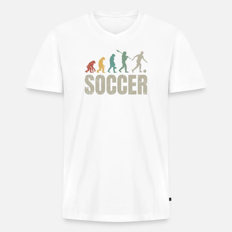 Fußball Evolution | Soccer Evolution - Männer Premium Bio T-Shirt mit V-Ausschnitt - Weiß