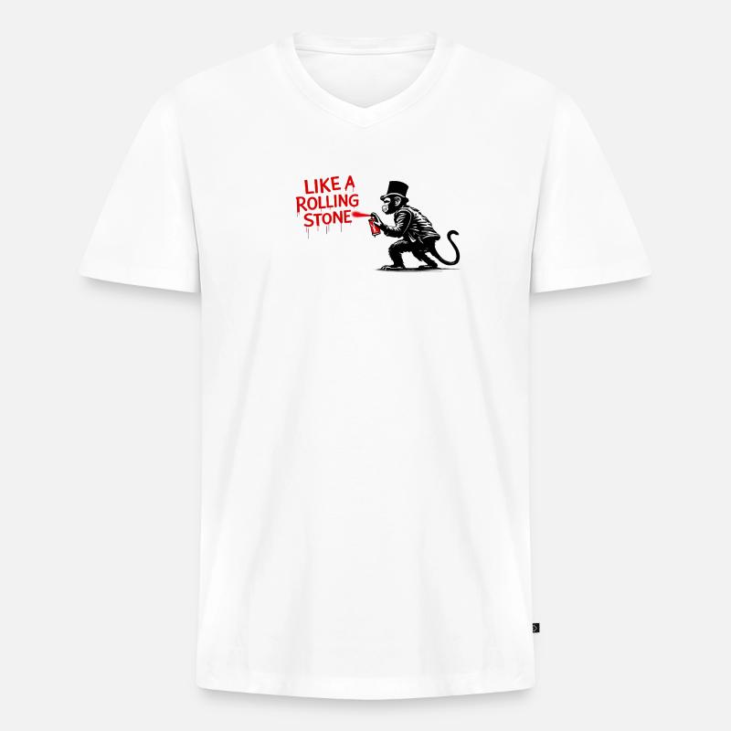 Wie ein Rolling Stone Monkey - Männer Premium Bio T-Shirt mit V-Ausschnitt - Weiß