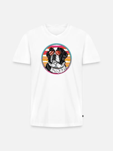 Sun dog in retro summer - Men's Premium Organic T-shirt with V-neck - white