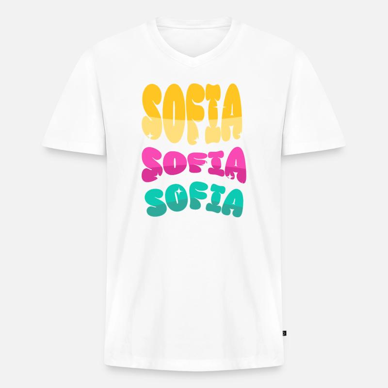 Sofia Name  - Männer Premium Bio T-Shirt mit V-Ausschnitt - Weiß