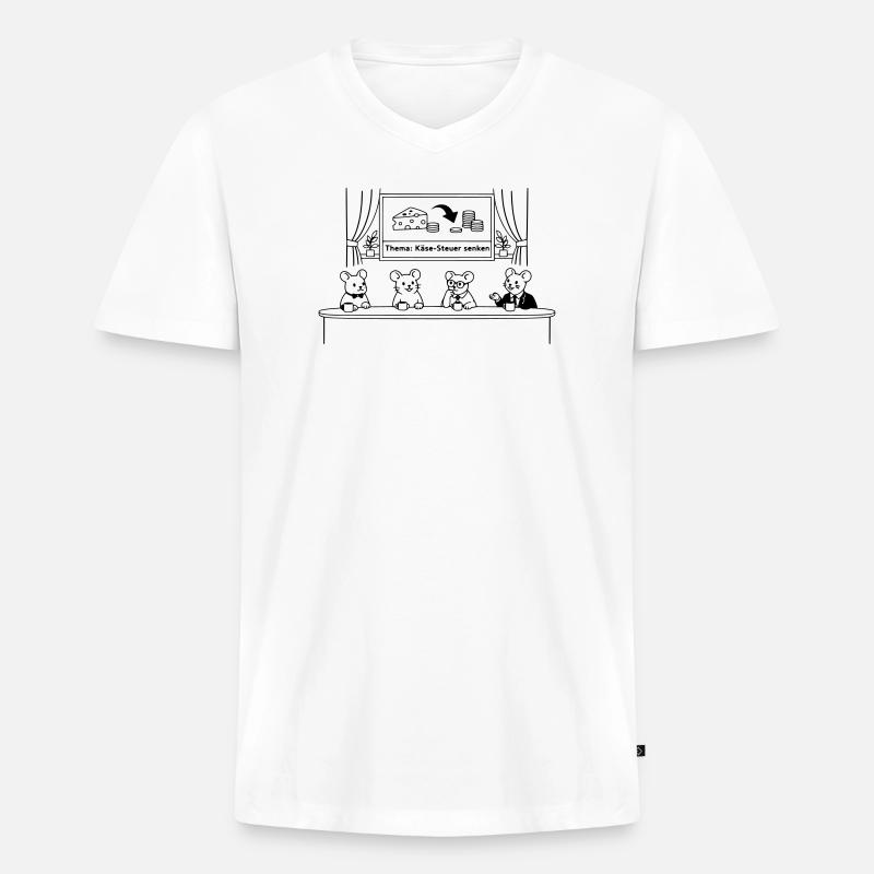 Maus Mäuse Käse Steuer senken - Männer Premium Bio T-Shirt mit V-Ausschnitt - Weiß